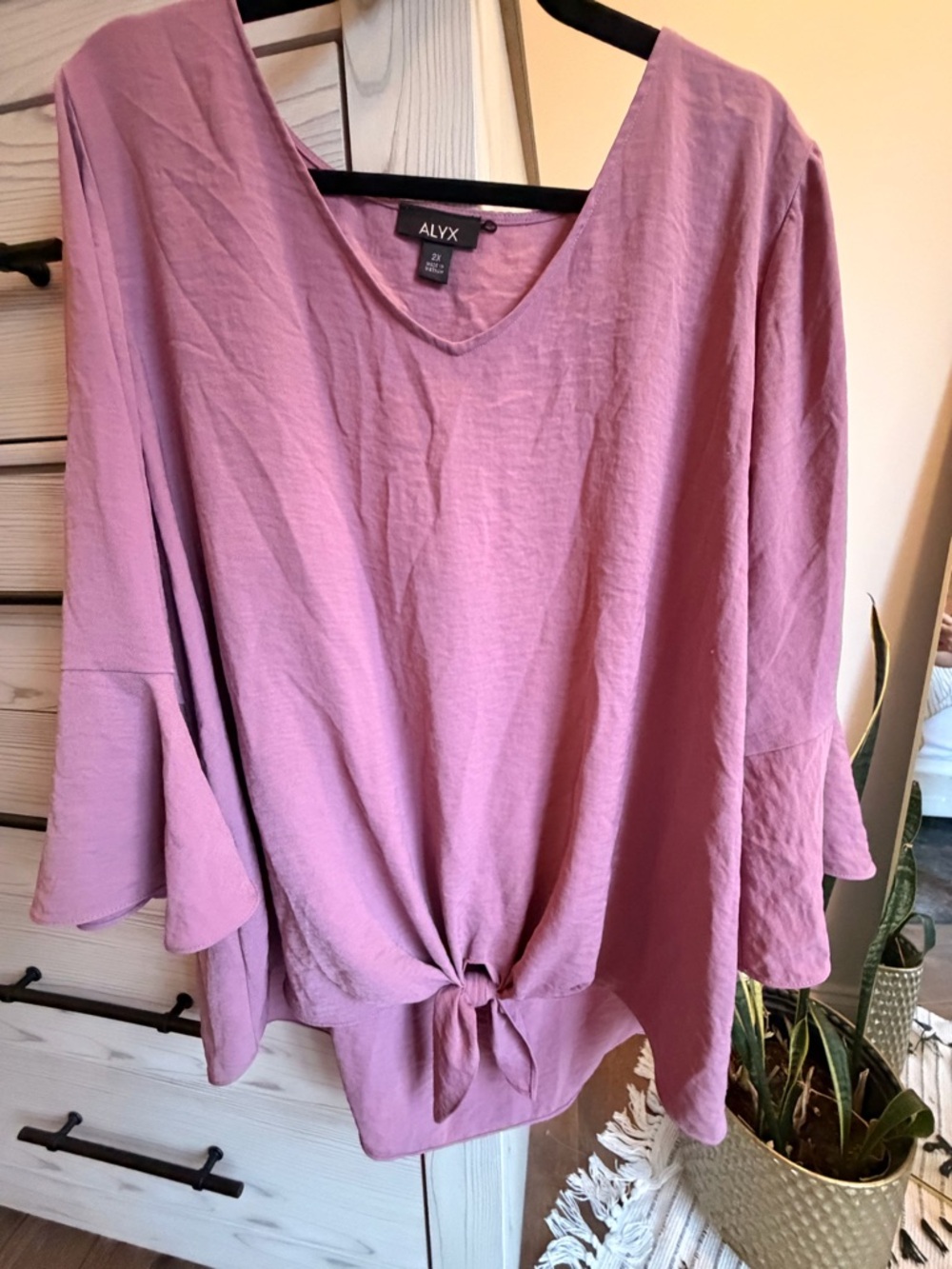 ALYX Mauve Tie-Front V-Neck Tunic